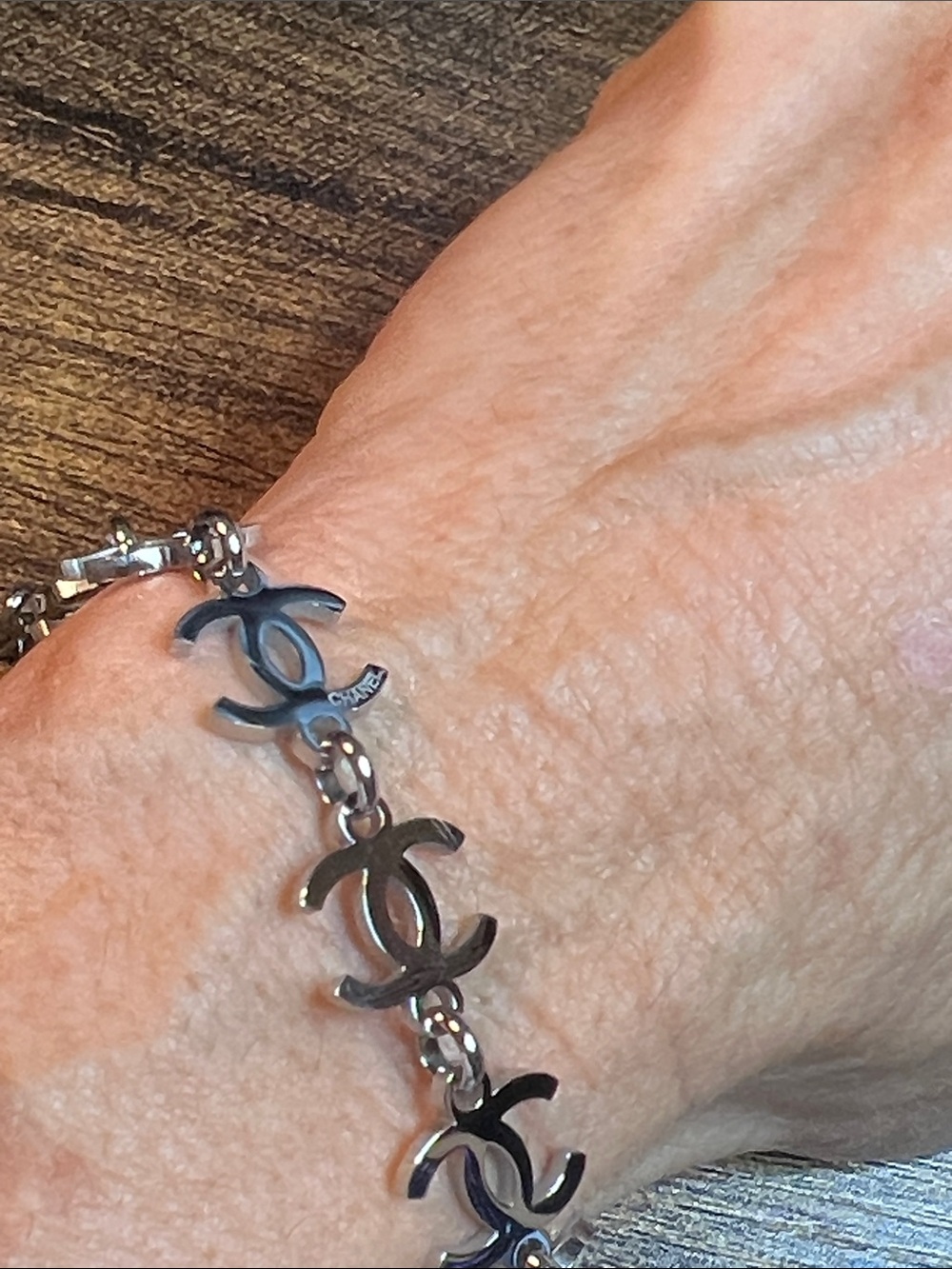 Silver-Tone Interlocking C Logo Bracelet